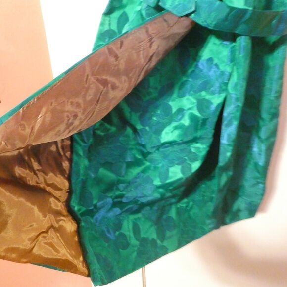 Blue Green Floral Brocade Sleeveless Sheath Dress w/Jacket Small 4 NEEDS TLC - Picture 8 of 16